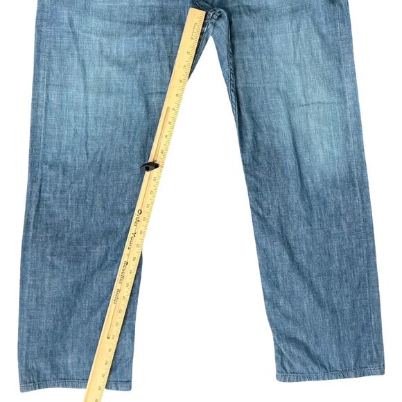 Rag and Bone Medium Wash Blue Indigo Chambray Slim Straight Men's Jeans size 34 - Picture 4 of 11